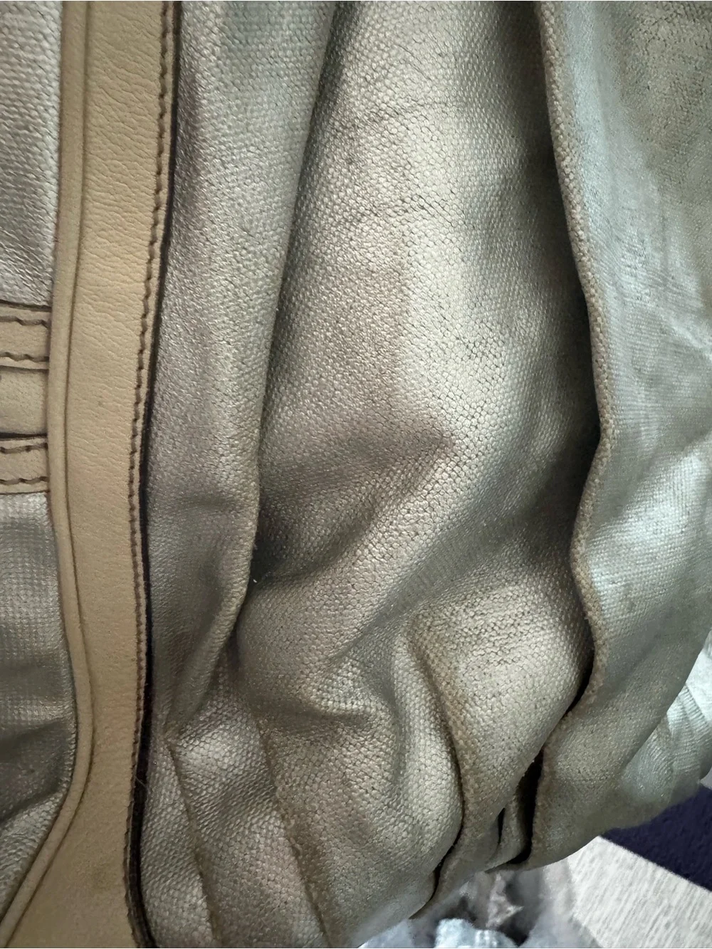 Dolce & Gabbana Metallic Silver Tote Bag with Beige Trim -